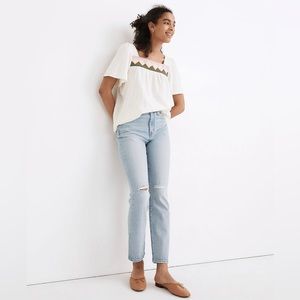 The High-Rise Slim Crop Boyjean in Dumas Wash: Ripped Edition